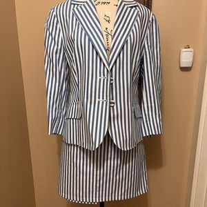 Burburry Summer Suit Blue & White Stripe